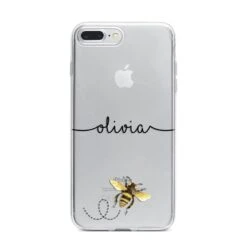 Watercolour Bee With Name IPhone Case -Wrap & Case Store Watercolour Bee with Name iPhone 7 Plus Bumper Case on Silver iPhone