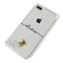 Watercolour Bee With Name IPhone Case -Wrap & Case Store Watercolour Bee with Name iPhone 8 Plus Bumper Case on Silver iPhone Alternative Image