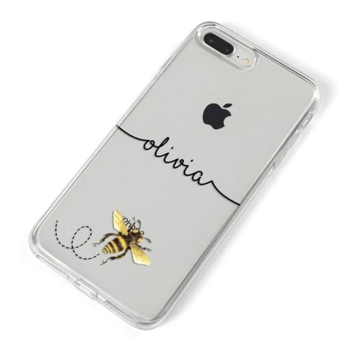 Watercolour Bee With Name IPhone Case - Image 11
