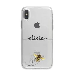 Watercolour Bee With Name IPhone Case -Wrap & Case Store Watercolour Bee with Name iPhone X Bumper Case on Silver iPhone Alternative Image 1