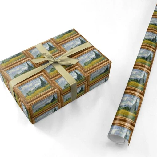 Wheat Field Cypresses By Vincent Van Gogh Fine Art Wrapping Paper - Image 3
