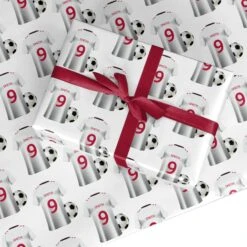 White Football Shirt Personalised Name Wrapping Paper