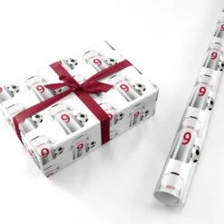 White Football Shirt Personalised Name Wrapping Paper -Wrap & Case Store White Football Shirt Personalised Name Personalised Wrapping Paper