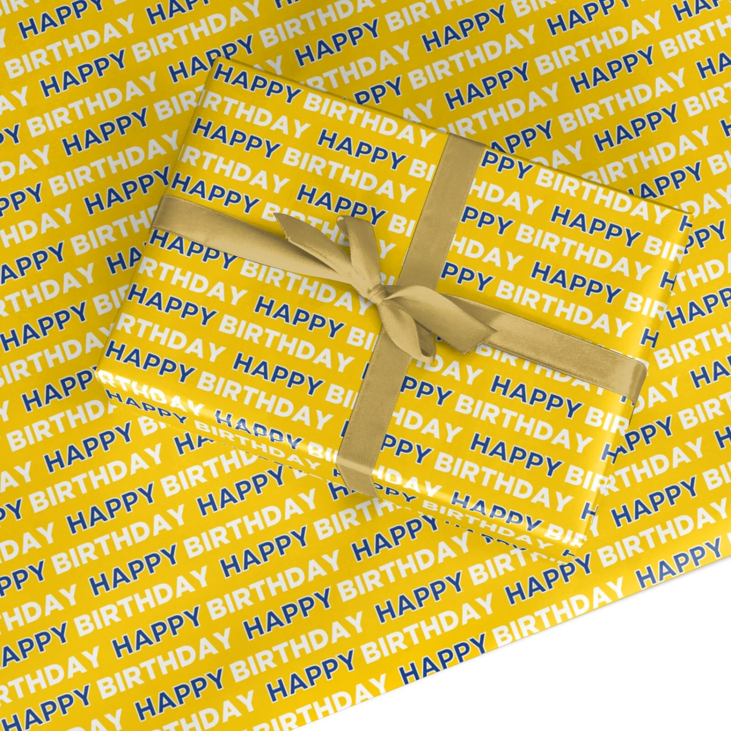 White Yellow And Blue Birthday Football Fan Wrapping Paper