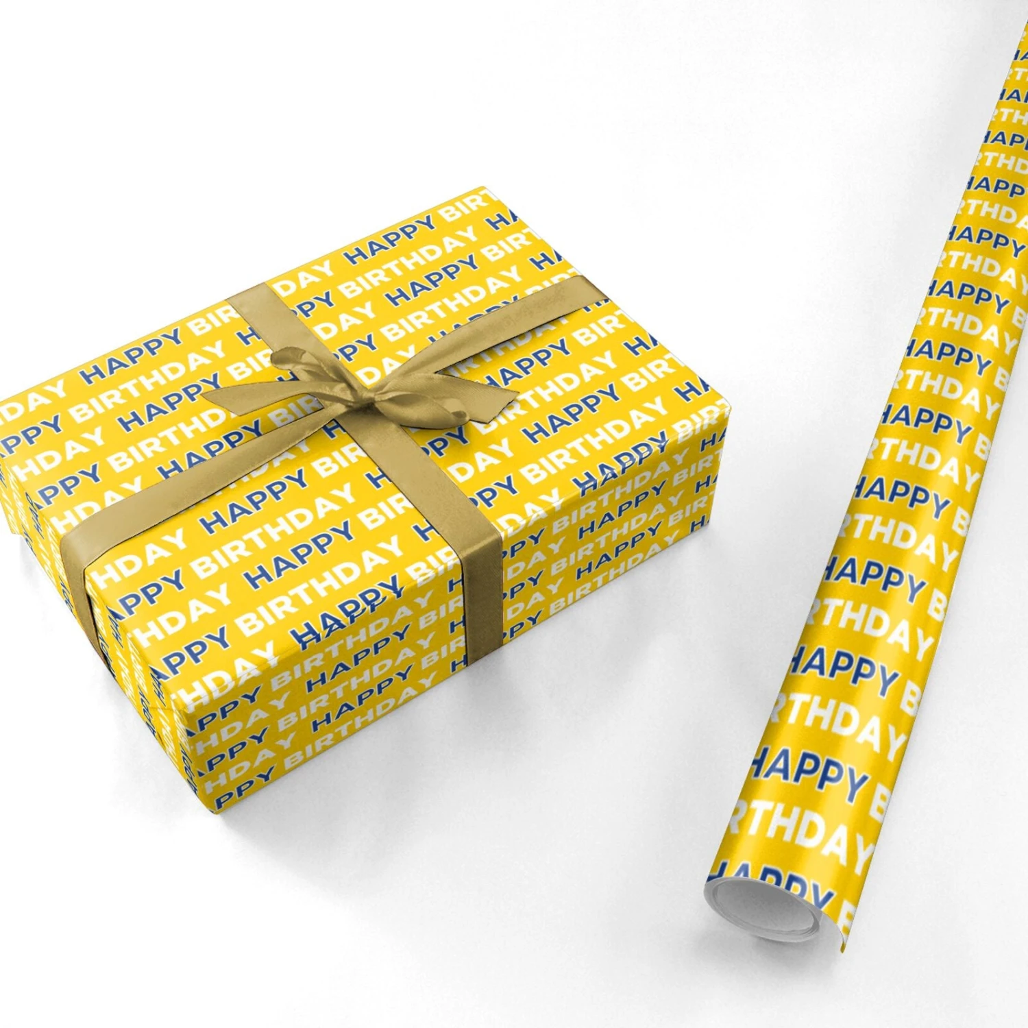 White Yellow And Blue Birthday Football Fan Wrapping Paper - Image 3