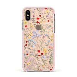Wild Flowers IPhone Case -Wrap & Case Store Wild Flowers Apple iPhone Xs Impact Case Pink Edge on Gold Phone