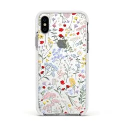 Wild Flowers IPhone Case -Wrap & Case Store Wild Flowers Apple iPhone Xs Impact Case White Edge on Silver Phone