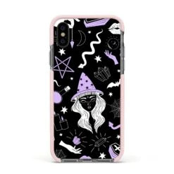 Witch IPhone Case -Wrap & Case Store Witch Apple iPhone Xs Impact Case Pink Edge on Black Phone