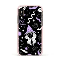 Witch IPhone Case -Wrap & Case Store Witch Apple iPhone Xs Impact Case Pink Edge on Gold Phone