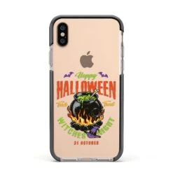 Witch Cauldron IPhone Case -Wrap & Case Store Witch Cauldron Apple iPhone Xs Impact Case Black Edge on Gold Phone