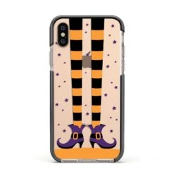 Witch Legs IPhone Case -Wrap & Case Store Witch Legs Apple iPhone Xs Impact Case Black Edge on Gold Phone