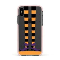 Witch Legs IPhone Case -Wrap & Case Store Witch Legs Apple iPhone Xs Impact Case Pink Edge on Black Phone