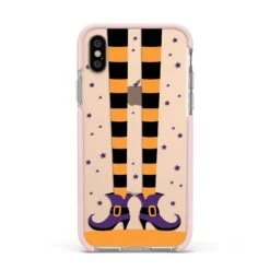 Witch Legs IPhone Case -Wrap & Case Store Witch Legs Apple iPhone Xs Impact Case Pink Edge on Gold Phone