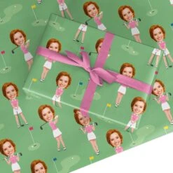 Womens Golf Photo Face Wrapping Paper