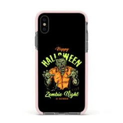 Zombie IPhone Case -Wrap & Case Store Zombie Apple iPhone Xs Impact Case Pink Edge on Black Phone