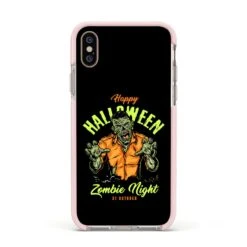 Zombie IPhone Case -Wrap & Case Store Zombie Apple iPhone Xs Impact Case Pink Edge on Gold Phone